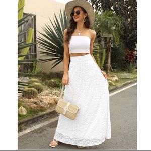Floral Lace Maxi Long Skirt 🕊🤍